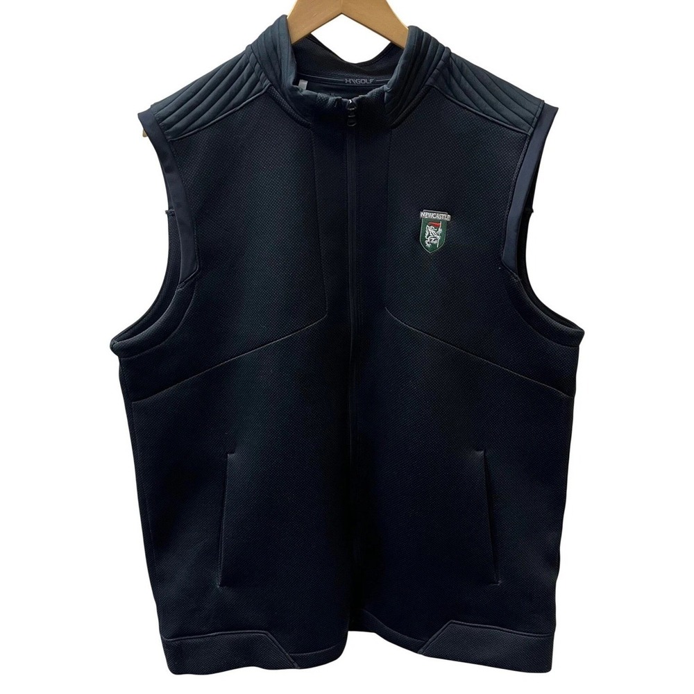 Under Armour Golf ColdGear Vest Mens XL Black Full Zip Newcastle Crest Loose Fit